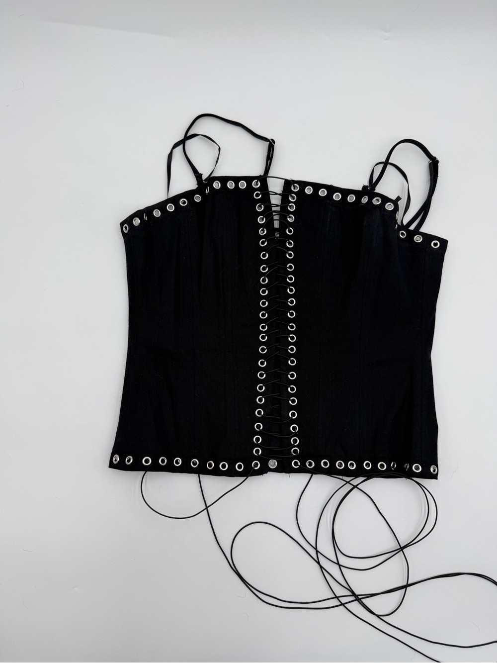 Fashion Nova Black Eyelet Lace-Up Corset Camisole